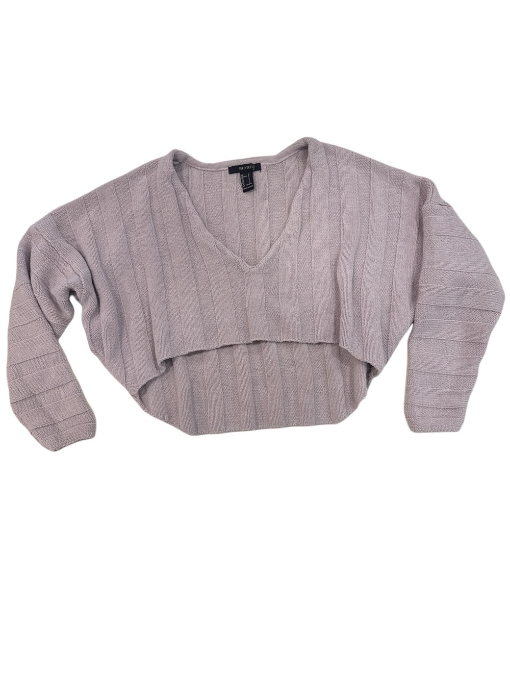 Forever 21 light lilac Cropped V‑Neck Ribbed Sweater, small